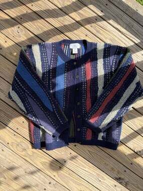 Christopher & Banks Vintage Striped Button-Up Cardigan Sweater, Size L